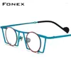 Solglasögon ramar fonex färgglada titanglasögon ram män retro små runda fyrkantiga recept glasögon kvinnor vintage optisk glasögon