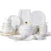 Teller Tivray Luxusqualität Bone China geprägtes Tabellengeschirr Set Hochzeit Dinnerparty Golden Edge Tares Valies Tase