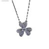 High Version Original 1to1 Brand Vancefe Necklace 925 Silver Three Leaf Heart Necklace Micro Fragmented Diamonds Designer High Quality Necklace