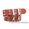 New Punk Style Double Exhaust Eye PU Women's Version Jeans Fashion Chain Decoration Wide Belt Women