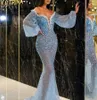 Sparkle cekinowe sukienki wieczorne syreny luksusowe ciężkie perły koraliki sukienka na bal mat