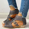 Sandals Summer Fashion Breathable Walking Flat Shoes Open Toe Zipper Wedge Women's Vintage Boho Style Shoesandals