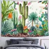 Tapestries Cactus Tapestry Tropische woestijn Succulente planten Wandhangende aquarel Botanisch voor slaapkamer Woonkamer Dorm Decor