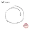 Modian Silver Simple Double Layer Anklets For Women Summer Trendy 925 Sterling Foot Jewelry Fashion Style Leg Armband 240408