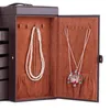 Pudełka do przechowywania skórzane biżuteria Naszyjnik i wyświetlacz z blokadą szuflady