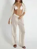 Stuk sexy cover -up voor dames haken holle out top broek zwempak door strand losse zomer outfits set
