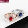 Pierścienie klastra Księżniczka Zhuyang Kate tworzy niebieski kryształowy srebrny palec ślubny kryształowy pierścień z szafir