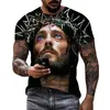 T-shirts pour hommes Jésus Christ 3d Imprimé T-shirts Men Vêtements Mode Summer Casual Short Shirt Cool Shirt Harajuku Streetwear Tops Tee