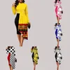 Robes décontractées Arrivée en gros 2024 Elegant Elegant Lachee Wrap Hip Midi Matching Épissage irrégulier Patchwork Dames Vêtements Prom Robe