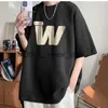 Men's T-Shirts Fashionable American retro waffle short sleeved T-shirt high street men summer trendy brand teenagers and dents half sleeves H240408