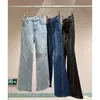 Jeans féminins hauts hauts vintage bleu femmes lâches droites pantalon large de jambe japon