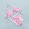 Nieuwe sexy bikini dames subsysteem met roze verzameld zwempak