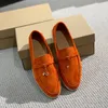 LP shoes Summer Walk Charms suede loafers Moccasins Apricot Genuine leather men casual slip on flats women Luxury Designers flat Dress shoe factory footwear