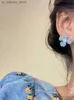 Charm Acrylic Zircon Crystal Flower Earrings Blue Natural Stone Gray Women Earring KPOP Jewelry Trendy Jewelry Gift240408LGHV