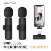 Microfones sem fio Lavalier Microfone Ruído AutoPairing Para iPhone iPhone Android PC Mic Live Broadcast Video Recording Mobile