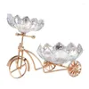 Assiettes de service plaque de luxe Plateau de dessert Snack Bicycle Decorative Metal Fruit Fruit Cadre en verre Crystal