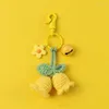 Keychains Women Handbag Charms Handmade Knitted Wind Chimes Flower Keyring Crocheted Bell Orchid Keychain With Bag Pendants Cute