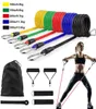 Stock USA 11PCSSET Bande di resistenza in lattice CrossFit Esercizio di esercitazioni Yoga Tubi a cordatura Expander in gomma Bande elastiche Fitness EQ9708723