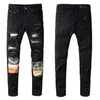 Patchs de taille plus personnalisés de haute qualité pantalon pour hommes en détresse en détresse jeans en jean à imprimé slim en détresse pour hommes