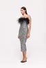 Robes décontractées Fu Rui 2024 Automne Sexy Sequins Temperament Temperrament Plume Strap Dress Women's Celebrity Club Party Evening Wholesale