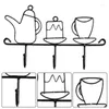 Hooks 3 Metal Black Coffee Cup Teapot Cake Hook Key Holder Bathroom Wall Mount Rack Decor Hanger Organizer