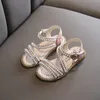 Girls Sandals Children Summer Ladies Pearl Princess Scarpe Toddler Youth Performance Scarpe Pink Golden EUR 21-36 P3MR#