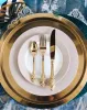 Goldener plattierter Besteckset Edelstahlmesser -Gabeln Teelöffel Gold Abendessen Hochzeit Weihnachtslager Zz