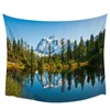 Tapisserier Lakeside Green Forest Snow Mountain Tapestry Wall Hanging Hippie Tapesties For Home Decor vardagsrum sovrum Stor stor storlek