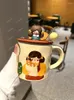 Muggar söt kopp keramisk mugg koreansk tecknad hushållsstudent kreativ personlighet par kaffe och vatten med hand gåva