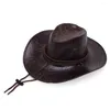 Bérets en cuir cowboy chapeau mode gentleman western chapeaux de soleil d'été capes chevaliers jazz hommes femmes