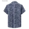 メンズカジュアルシャツ新しい到着ファッションスエプル大型デジタルプリントキューバネックライン短袖シャツ夏薄いプラスサイズlxl2xl3xl4xl5xl6xl7xl8xl10xl yq240408