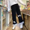 Spodnie damskie capris japońskie lolita damskie kawaii pod wysoką talię spodnie sztrutowe Słodki łuk koronki szerokie nogi spodnie nowe ubrania Y2K swobodne luźne luźne spodnie spodnie 2403