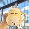 Mugs 380ml High Quality Ceramics Coffee Cup Boyfriends Girls Hearts Ins Ceramic Mug Lamb With Spoon And Lid Water Bottle