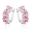 Boucles d'oreilles à étalon la dame de boucle d'oreille de boucles d'oreille classiques bijoux en pierre rose pour femmes forme de chute d'eau aretes de mujer moderne