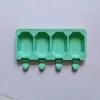 Baking Moulds 4 Holes Popsicle Mould Silicone Ice Cream Mold Cake Chocolate Pudding Molds Gem Shaped Holiday Gifts Tools