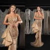 Vintage Crystal Evening Dresses Sequins Mermaid Prom Gowns with Detachable Train Sleeveless Custom Made Illusion Party Dresses