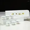 Cups Saucers 6 Pcs/lot Handmade Ceramic Teacup With Gift Box Small Tea Bowl Chinese White Porcelain Set Accessories Master Cup
