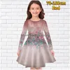 Kızlar Elbise Kız 2023 Kış Vintage Diz Uzunluk Etek Küçük Yuvarlak Boyun Ek Baskı Güzel Prenses Elbise Günlük Uzun Kol Dhpxn