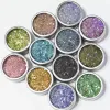 Toners 12 jar/set nagel art poeder stof glanzende nagel glitter, diamant dikke glitter poeder, nagelglitter (metalen pot) kristal diamantpoeder