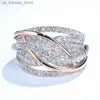 Rings Rings Huitan مصممة حديثًا حلقات ذات نغمتين للنساء الفضي Color/Rose Gold Color Fashion Fashury Basy Wedies Rings Jewelry240408
