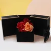 Geschenkverpackung 1pc Eternal Rose Blumenkasten Ohrring Halskette Aufbewahrungskoffer Doppelte Schubladen Hochzeit Valentinstag Schmuckverpackungskisten