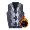 Men's Vests Vest Sweater For Men Clothes Autumn Winter Fashion Casual Solid Regular V-Neck Thick Fleece Warm