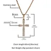 Baguette Cubic Zirconia Cross Necklace Hip Hop Hip Hop Full Iced Out CZ Stone Pendant For Men Real Gold Electropated Copper Punk Rock Bijoux Jewelry Collar