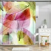シャワーカーテン高品質の葉布のカーテン防水植物フラワーリーフバスルームのためのフックで飾る