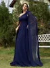 Robes de fête Lucyinlove Luxury Murffon Streater Navy Navy Night Robe Long 2024 Élégant demoiselle d'honneur Prom Arabia Flower Cocktail