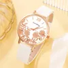 Zegarek na rękę 5pcs Ustaw damskie zegarki bransoletki kwarcowe dla kobiet skórzana zegarek sportowy sukienka sportowa Rose Dial Clock Relogio