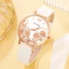 Wristwatches 5PCS Set Womens Bracelet Quartz Watches For Women Leather Watch Ladies Sports Dress Rose Dial Wrist Clock Relogio