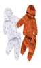 Zestawy odzieży 2PCS Toddlers Spring Outfits Sun Print z kapturem Bluza Bluza z długimi rękawami dla Baby Girl