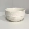 Bols inscrit de style français relief riz bol maison petit déjeuner pur blanc ceramic haute valeur nominale résistante à la température