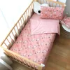 Baby Nursery Bedding Set 3 Pcs Cotton Cartoon Bed Linens Boy Girl Cot Crib Kit Pillowcase Quilt Cover Sheet Children Custom Size 240325